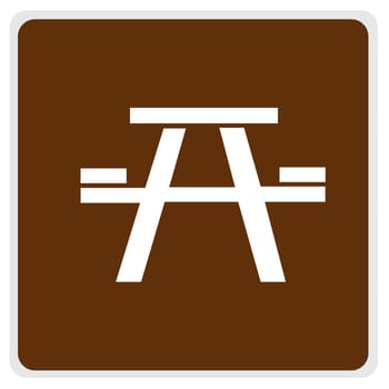 road sign - brown, white picnic area - with path