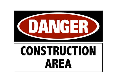 Danger sign - hard hats must be worn