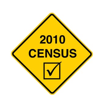 road sign - 2010 census, black on yellow
