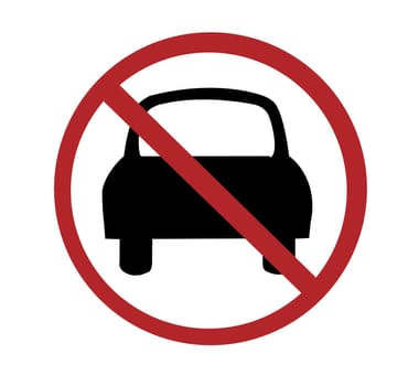 sign - no cars, red and black on white