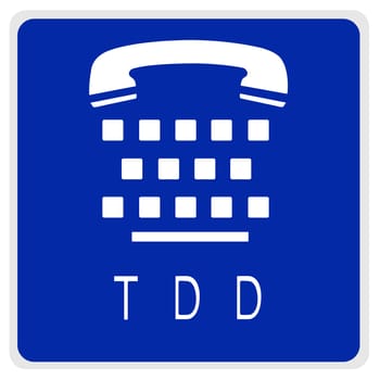 road sign - TDD phone white on blue, with path