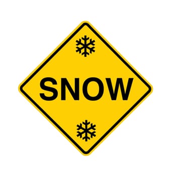 road sign - snow with flakes