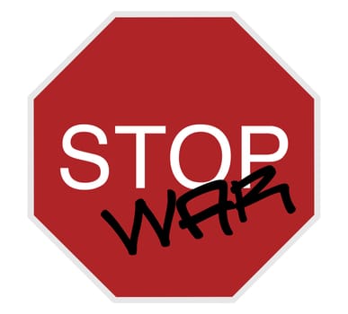 stop sign - stop war black and white on red isolated