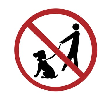 sign - no dog walking, black and red on white