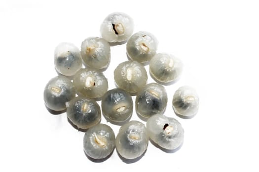 Close up of longan on a white background