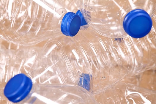 Bottles of water for recycling background.
