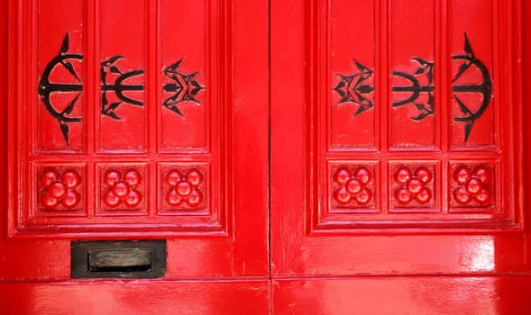 Old door with letterbox background.