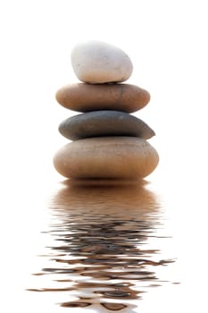 Pile of balanced sand stones isolated.