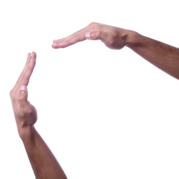 hand as if holding something - open space