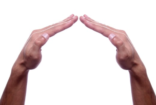 hand as if holding something - open space