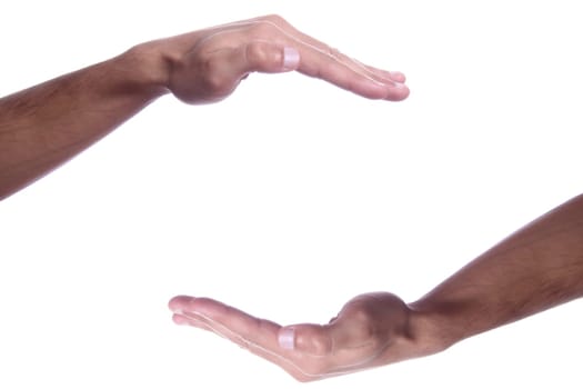 hand as if holding something - open space