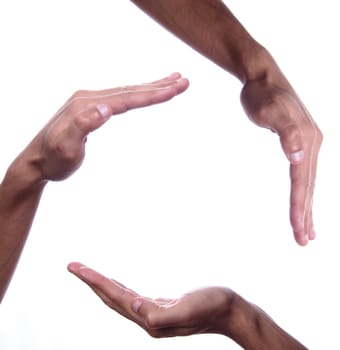 hand as if holding something - open space