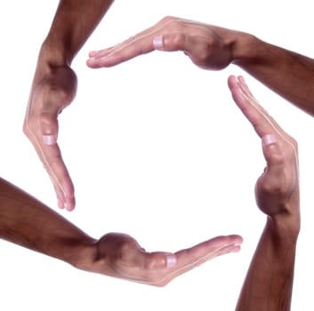 hand as if holding something - open space