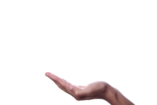 hand as if holding something - open space