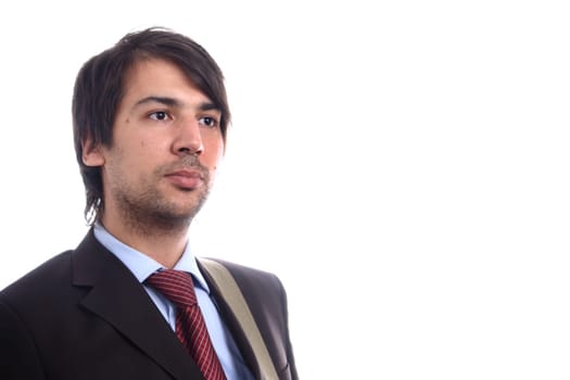 Young business men portrait on white.