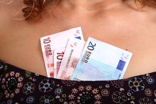 Casual young woman with money and attitude