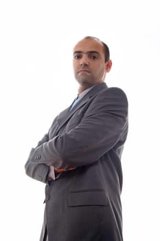 Young business men portrait on white.