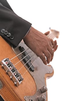 an playing electrical guitar