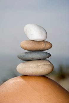 Pile of balanced sand stones isolated