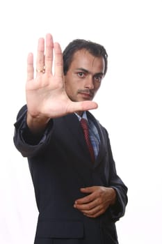 Young business men portrait on white