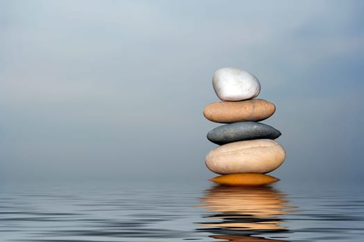 Pile of balanced sand stones isolated