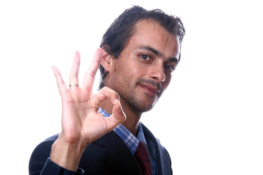 Young business men portrait on white
