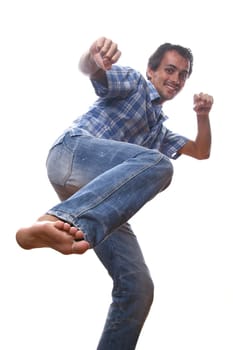 man kicking