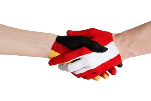 a handshake between germany and austria, isolated