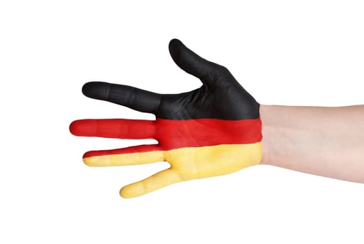 a hand painted in the colors of germany, isolated