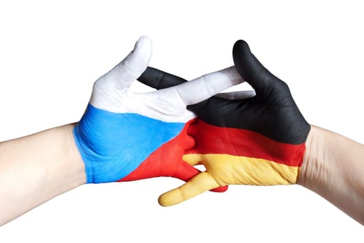 czech and german hands symbolizing unity and team