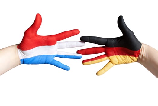 a handshake gesture which symbolizes friendship between germany and dutch
