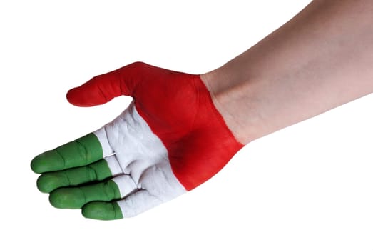 a hand symbolizing support by italy
