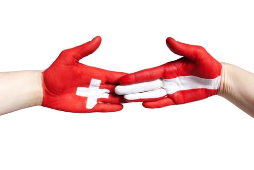 a handclap between austria and switzerland, isolated