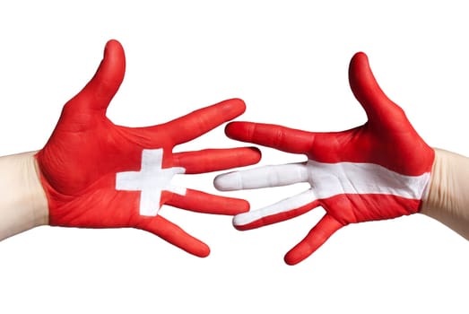 a handshake between switzerland and austria symbolizing partnership