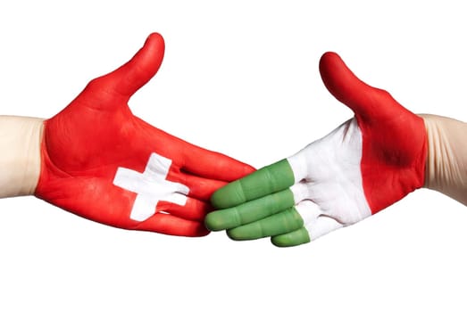 a handshake between italy and switzerland