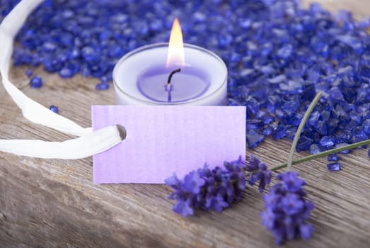 a blank purple tag with copy space on a recreation background