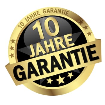 Button with banner " 10 YEARS WARRANTY """