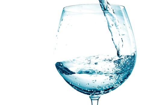 Pouring fresh water in blue