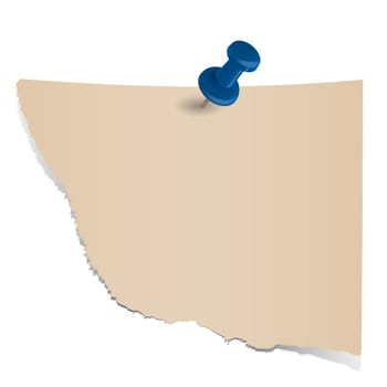 brown scrap of paper with pin
