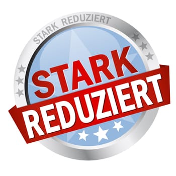 Button with banner " GREATLY REDUCED """