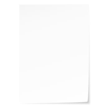 Blank sheet of paper with protruding corner