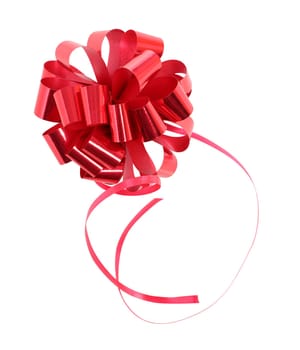 Red paper ribbon isolated over white with clipping path