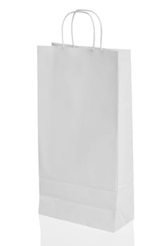White paper shopping bag isolated with reflection