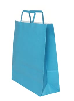 Blue papper shopping bag isolated over white background