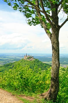 View from the Zeller Horn to Hohenzollern Castle on the Swabian Alb,Baden-Württemberg,Germany
