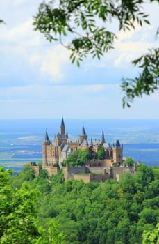 View from the Zeller Horn to Hohenzollern Castle on the Swabian Alb,Baden-Württemberg,Germany