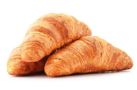 Fresh croissants isolated on white background