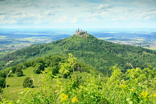 View from the Zeller Horn to Hohenzollern Castle on the Swabian Alb,Baden-Württemberg,Germany
