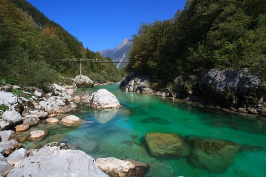 View of Soca river in Slovenia, Europe