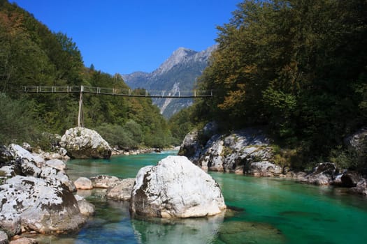 View of Soca river in Slovenia, Europe